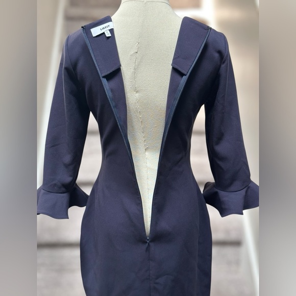 Likely Bedford Navy Ruffle Sleeve Bodycon Dress Women’s 6 Cocktail Party Wedding - Picture 6 of 10